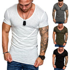 Herren V-Ausschnitt T-Shirt aus hochwertiger Baumwolle mit strukturierter Oberfläche