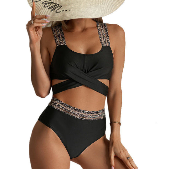 Damen Hochgeschchnittener Bikini mit stilvollen Tiermotiv-Details R&B