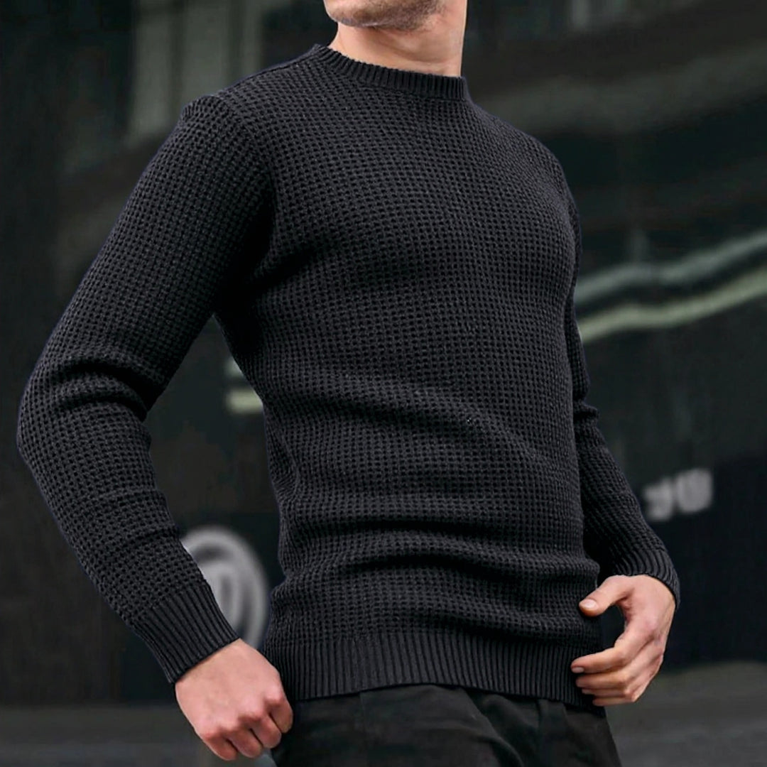 Herren lockerer Strickpullover mit Waffelmuster R&B
