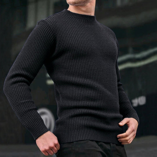 Herren lockerer Strickpullover mit Waffelmuster R&B