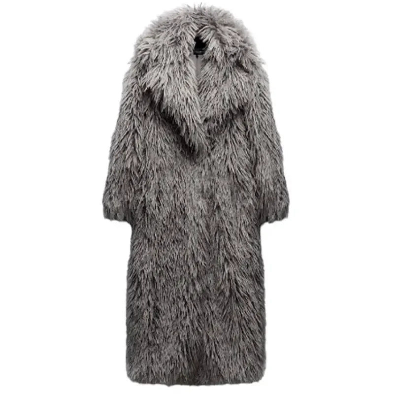 Damen Flauschiger Oversized-Mantel aus Kunstpelz R&B
