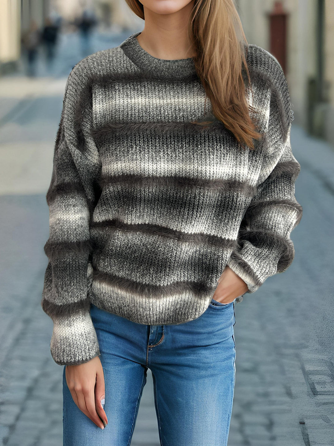 Damen kuscheliger Strickpullover mit Flair R&B