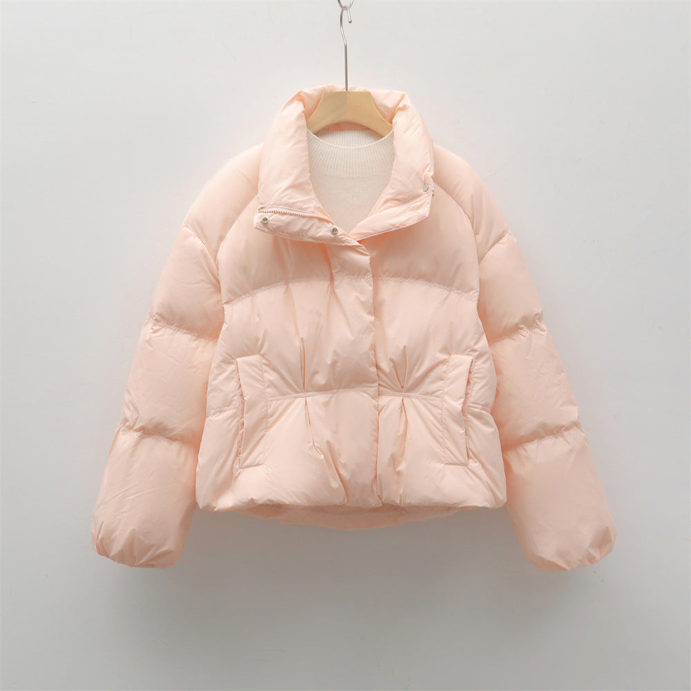 Damen modische gesteppte Kurzjacke mit hohem Kragen und praktischen Taschen R&B
