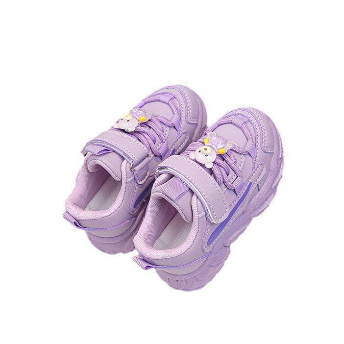 Damen sportliche Kinder-Sneaker mit verstellbarem Klettverschluss und buntem Tiermotiv R&B