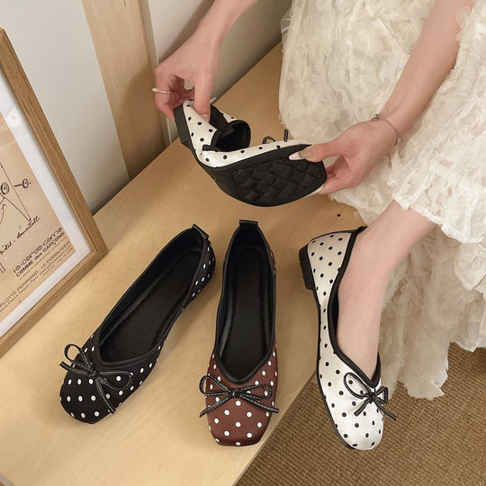 Damen Ballerinas mit modernem Punktedesign und elegantem Schleifenakzent R&B