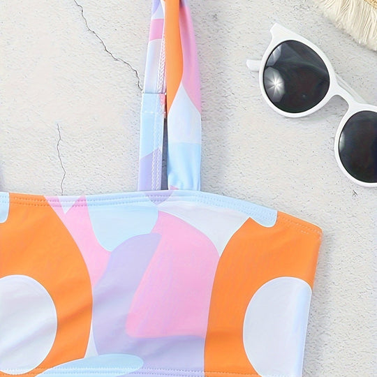 Damen Bikini-Set mit modischem grafischen Design und breiten Trägern R&B