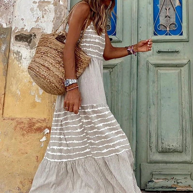 Damen Langes Sommerkleid mit eleganten Streifen von R&B