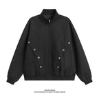 Damen modische Übergangsjacke mit hohem Kragen und praktischen Druckknopfdetails R&B