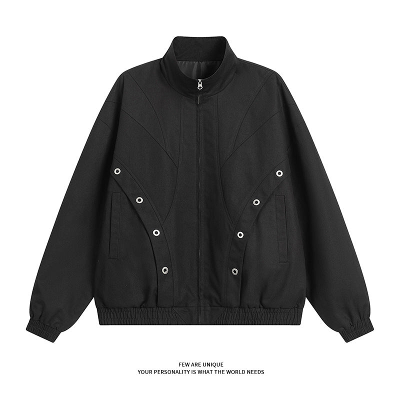 Damen modische Übergangsjacke mit hohem Kragen und praktischen Druckknopfdetails R&B