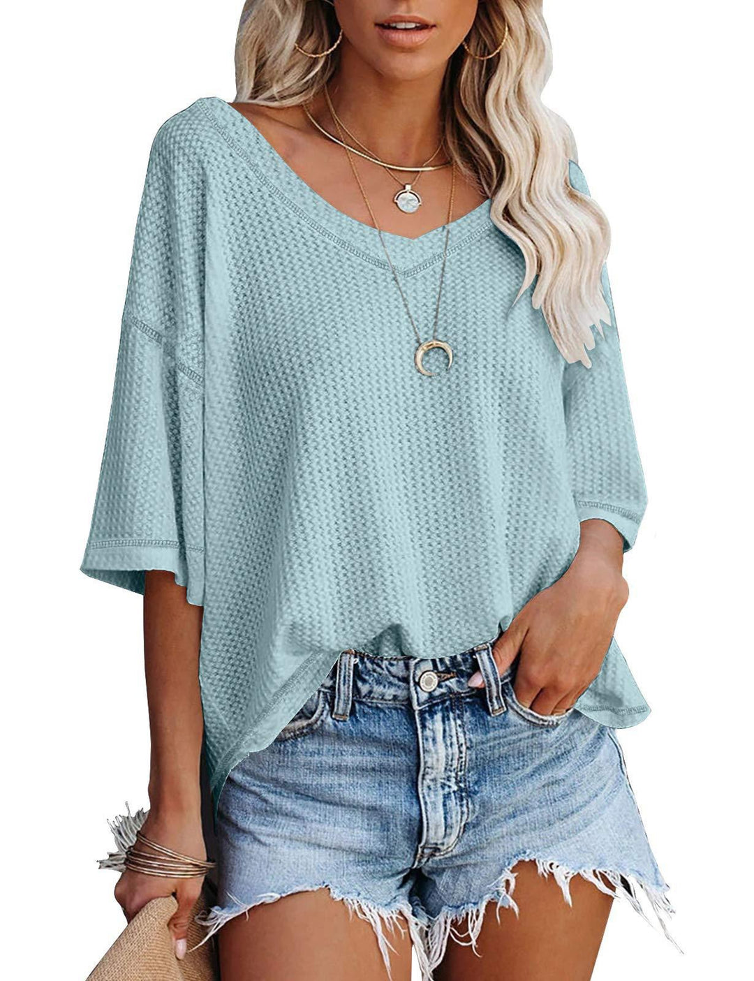 Damen lässiges Oversized-Oberteil mit strukturiertem Webmuster R&B