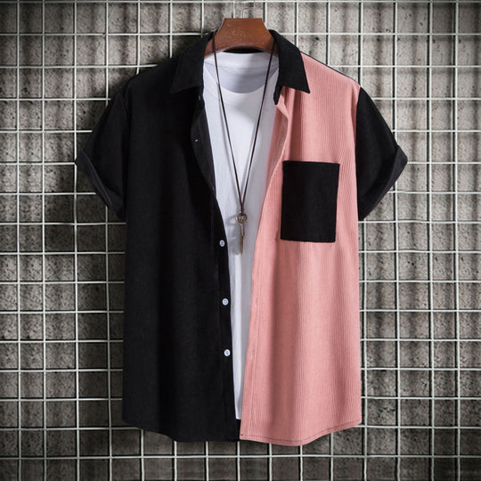 Herren Kurzarmhemd mit unterschiedlichen Texturen und modernem Design R&B