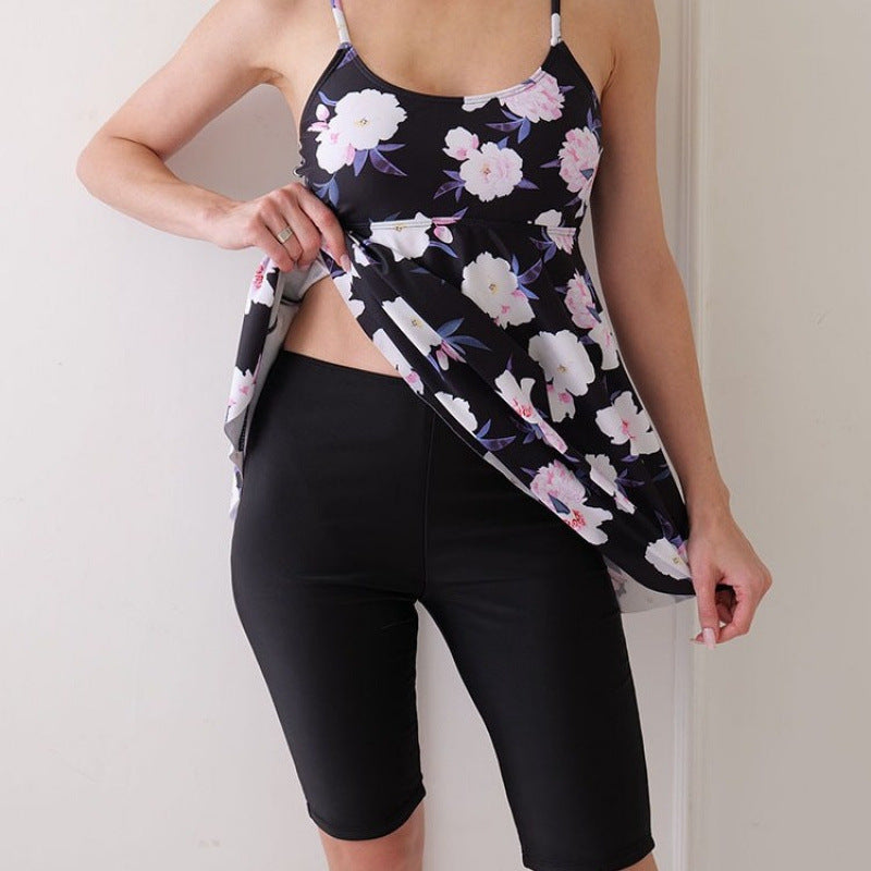 Damen Tankini-Set mit floralem Design und sportlichen Shorts R&B