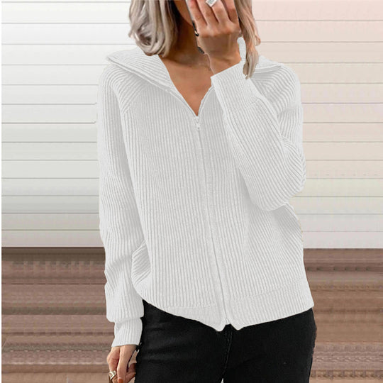 Damen Strickjacke mit Reißverschluss und Hoodie R&B
