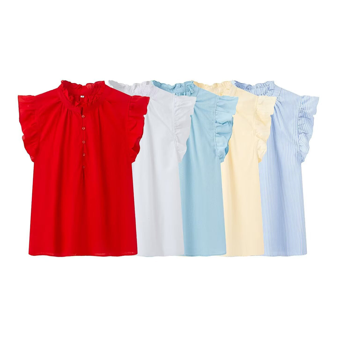 Damenbluse mit Rüschendetails und Knopfleiste R&B