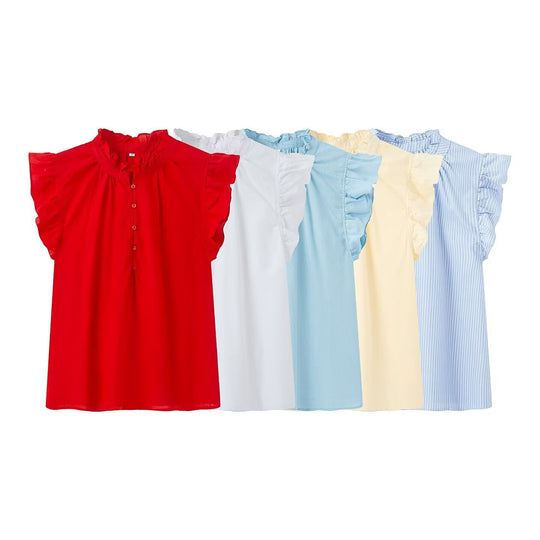 Damenbluse mit Rüschendetails und Knopfleiste R&B
