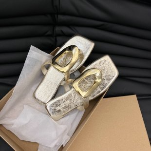 Damen Plateau-Pantoletten mit dekorativem metallischen Schnallen-Design und rutschfester Sohle R&B
