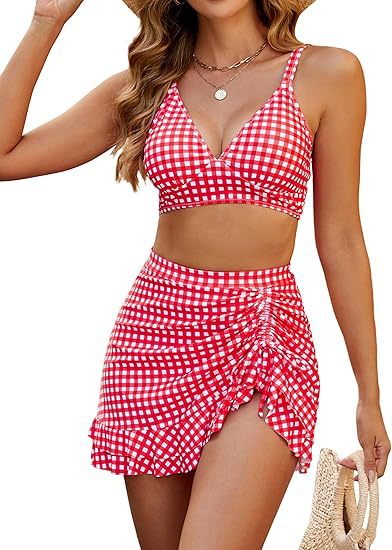 Damen Bikini-Set mit Wickelrock und V-Ausschnitt R&B