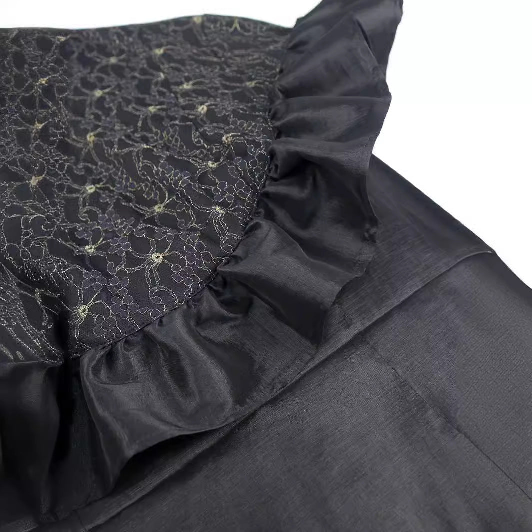 Damen Elegantes Kleid mit Rüschenausschnitt R&B