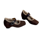 Damen Elegante Hausschuhe mit weichem Fleecefutter und modischem Schnallenverschluss R&B