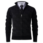Herren Strickjacke mit strukturiertem Muster und hohem Kragen R&B