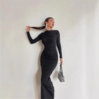 Damen Elegantes Wickelkleid mit langen Ärmeln und figurbetonendem Schnitt R&B