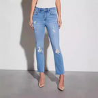 Damen Ripped Jeans mit elegantem Schnitt und modischen Details R&B