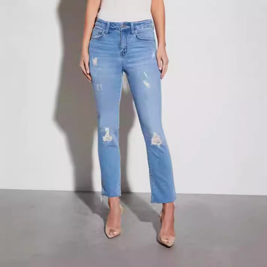 Damen Ripped Jeans mit elegantem Schnitt und modischen Details R&B