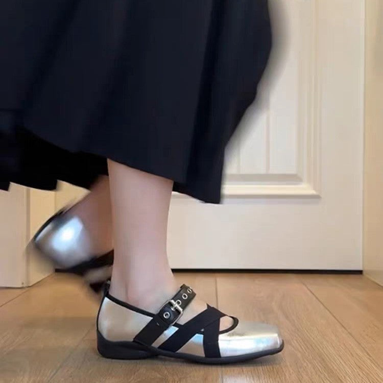 Damen elegante Ballerinas mit R&Brnem Riemchen-Design R&B
