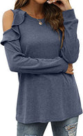 Damen Elegantes Langarmoberteil mit Rüschendetails und Kalt-Schulter Design R&B