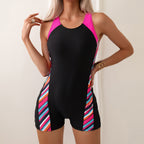 Damen Sportlicher Schwimmanzug mit trendigen Streifen R&B