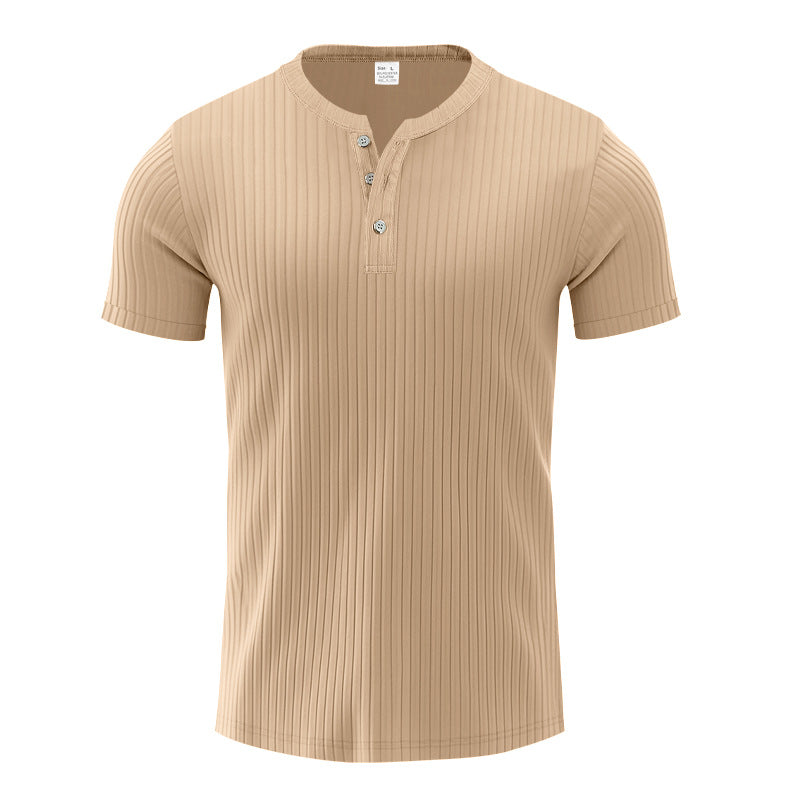Herren Kurzarm-Henley-T-Shirt mit strukturiertem Design R&B
