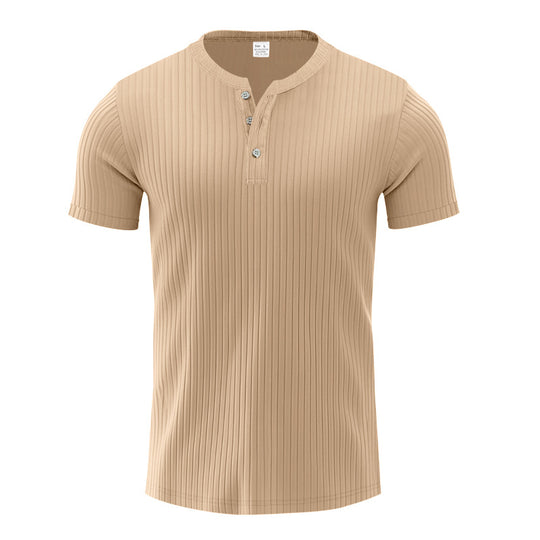 Herren Kurzarm-Henley-T-Shirt mit strukturiertem Design R&B