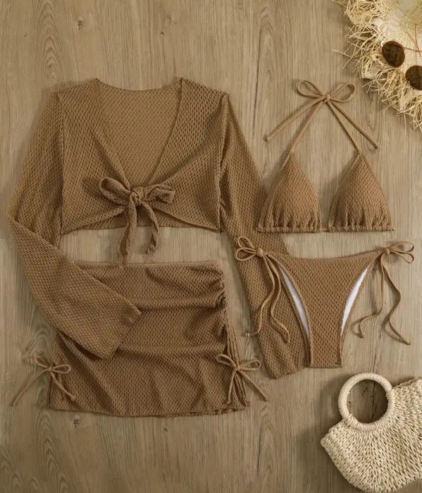 Damen luftiger Netz-Bikini mit sportlichem Cover-Up R&B
