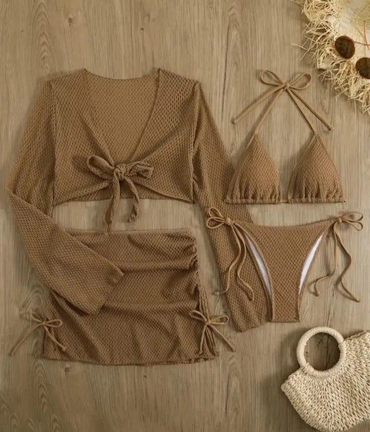 Damen luftiger Netz-Bikini mit sportlichem Cover-Up R&B