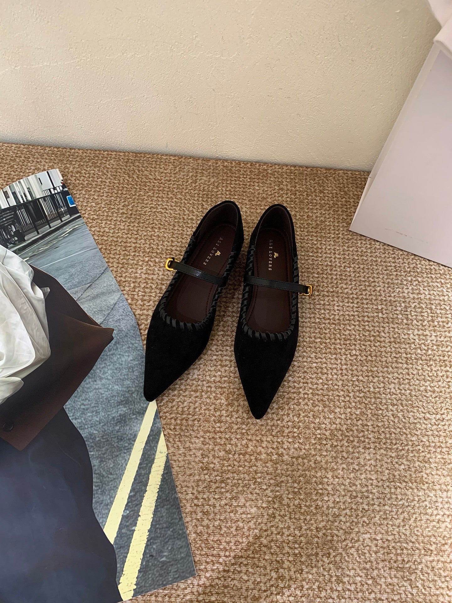 Damen elegante Schnürpumps mit modischem Riemen und spitzem Fußteil R&B