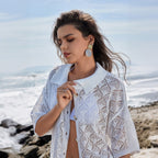 Damen luftige Häkel-Kimono Jacke R&B