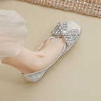 Damen Ballerinas mit funkelnden Strassapplikationen und elegantem Schleifendetail