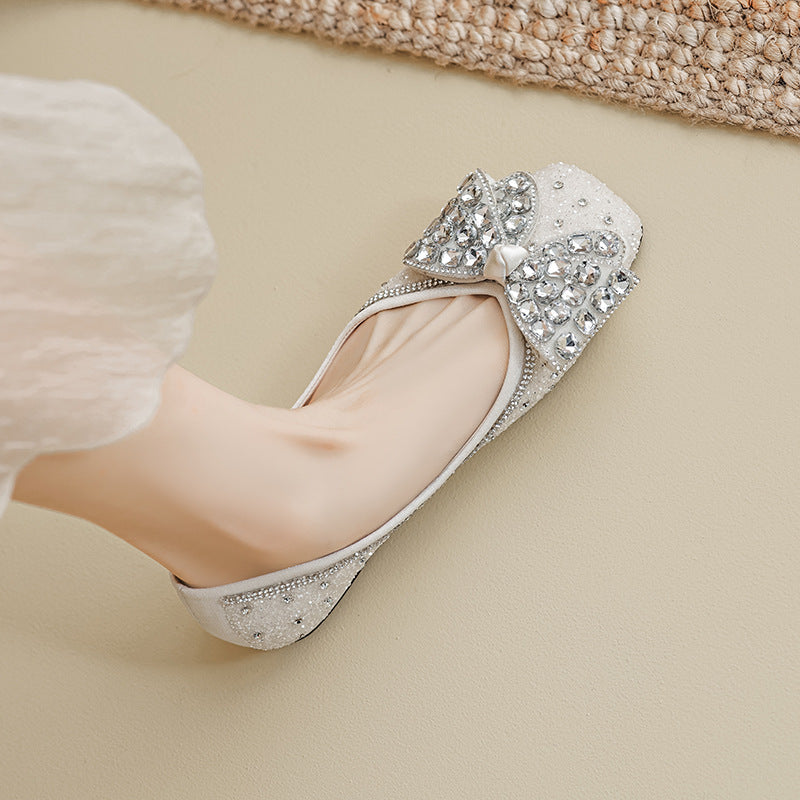 Damen Ballerinas mit funkelnden Strassapplikationen und elegantem Schleifendetail