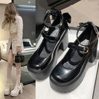 Damen Plateau-Pumps mit dekorativem Riemchen und eleganter Schnalle R&B