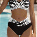 Damen Triangel-Bikini mit modischem Schnitt und graphischem Design R&B
