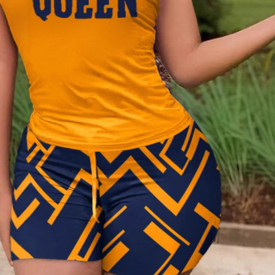 Damen Sportliches Set mit ärmellosem Oberteil und farbenfrohen Shorts R&B