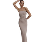 Damen Elegantes Minimalistisches Abendkleid mit Raffungen