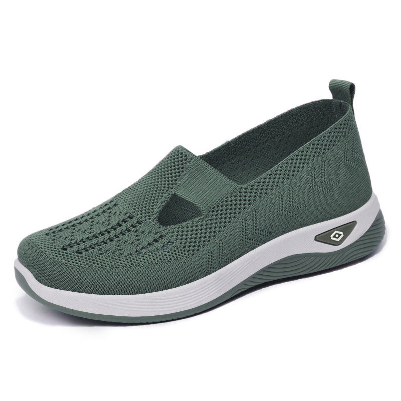 Damen Bequeme Slip-On Freizeitschuhe mit atmungsaktivem Strickoberteil R&B