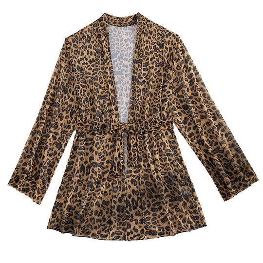 Damen luftiger Strandüberwurf mit trendy Leopardenprint R&B