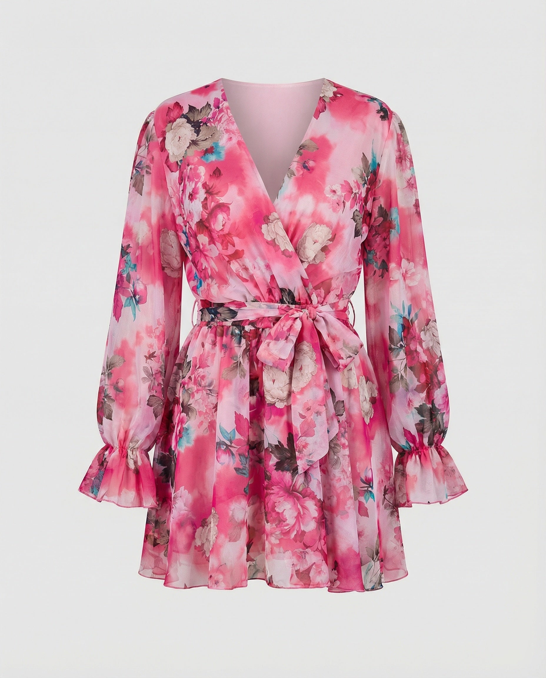 Damen Freizeitkleid Wickeloptik kurz