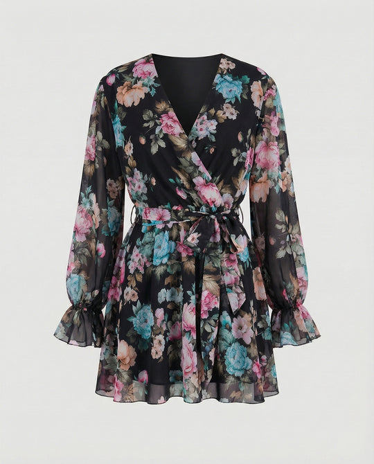 Damen Freizeitkleid Wickeloptik kurz