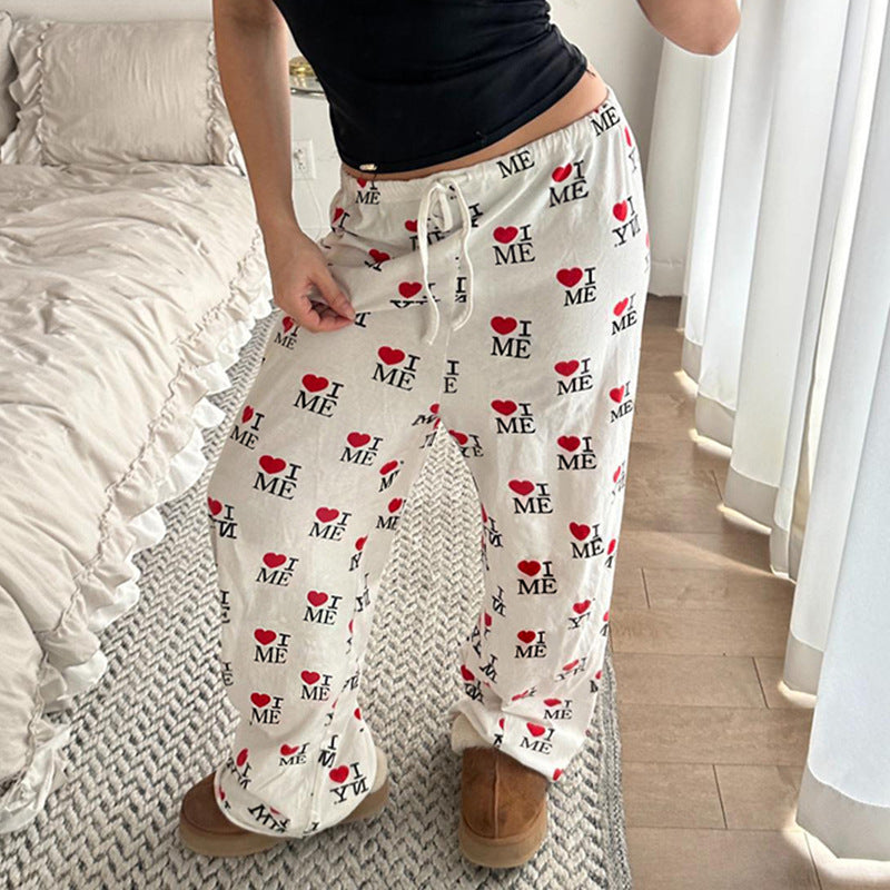 Damen bequeme Schlafhose mit motivierendem Print R&B