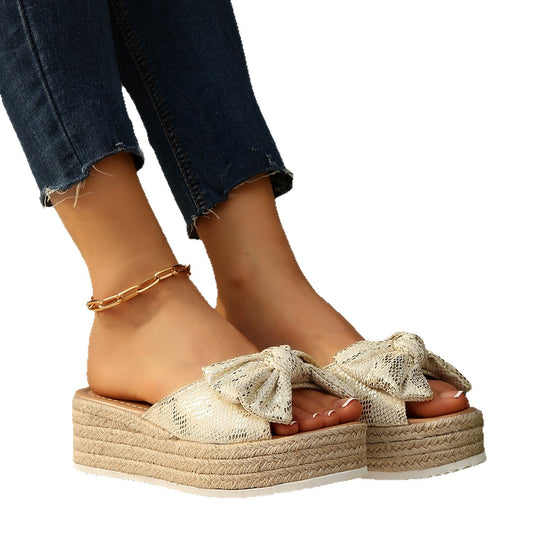Damen Wedge-Pantoletten mit modischem Schleifen-Design R&B