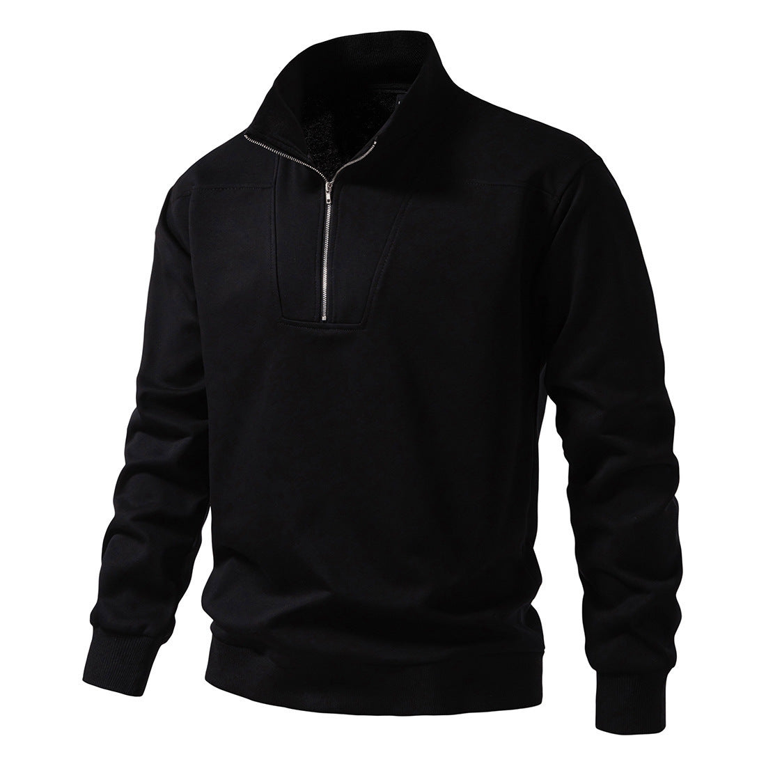 Herren modischer Stehkragenpullover mit halbem Reißverschluss und bequemer Passform R&B