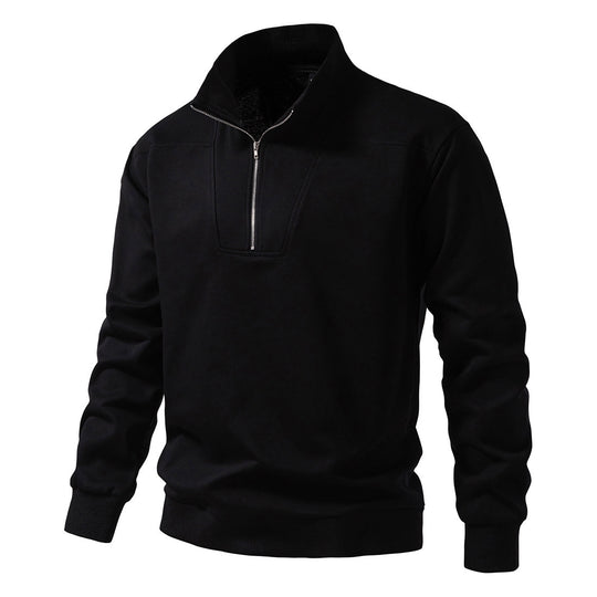 Herren modischer Stehkragenpullover mit halbem Reißverschluss und bequemer Passform R&B